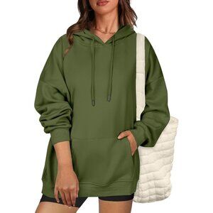 🆕 Women Green Pullover Sweatshirts Long Sleeve Fall Winter Coat Fleece Hoodies